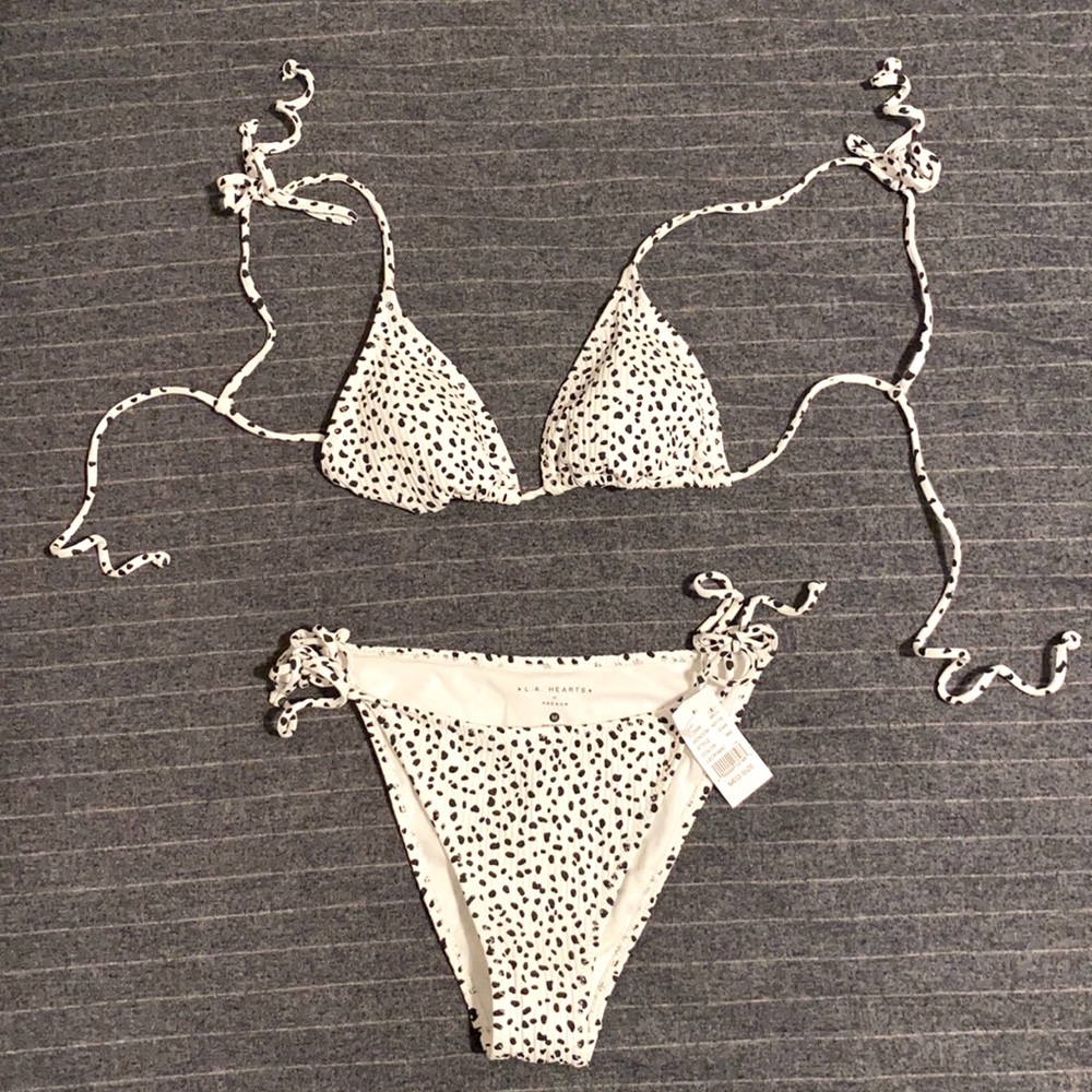 L.A. Hearts by PacSun white polka dot bikini (M)